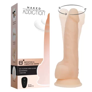 Naked Addiction 8" Rotating & Vibrating Dildo with Remote – Vanilla